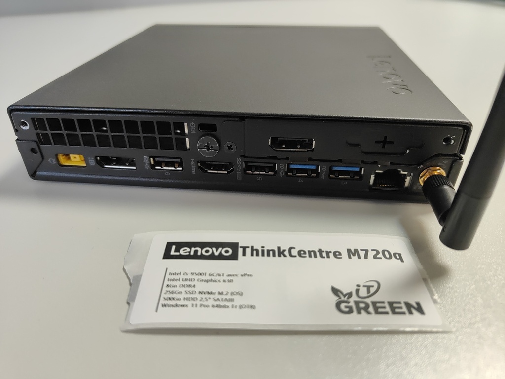 LENOVO ThinkCentre M720q - Intel i5-9500T - 8Go DDR4 - SSD NVMe 256Go + HDD 500Go - WIFI