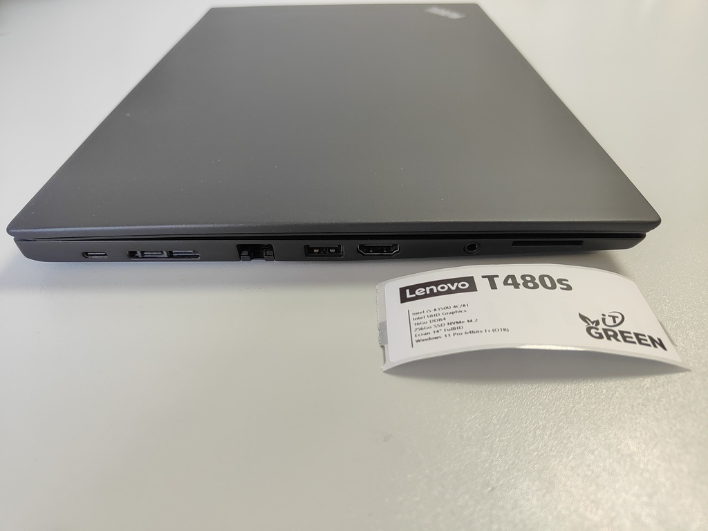 LENOVO T480s - Intel i5-8350U - 16Go DDR4 - SSD NVMe 256Go - 14" FHD